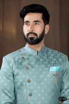 Joban Fashion Men's Green Woven Jacquard Kurta with Pyjama | Grocsy