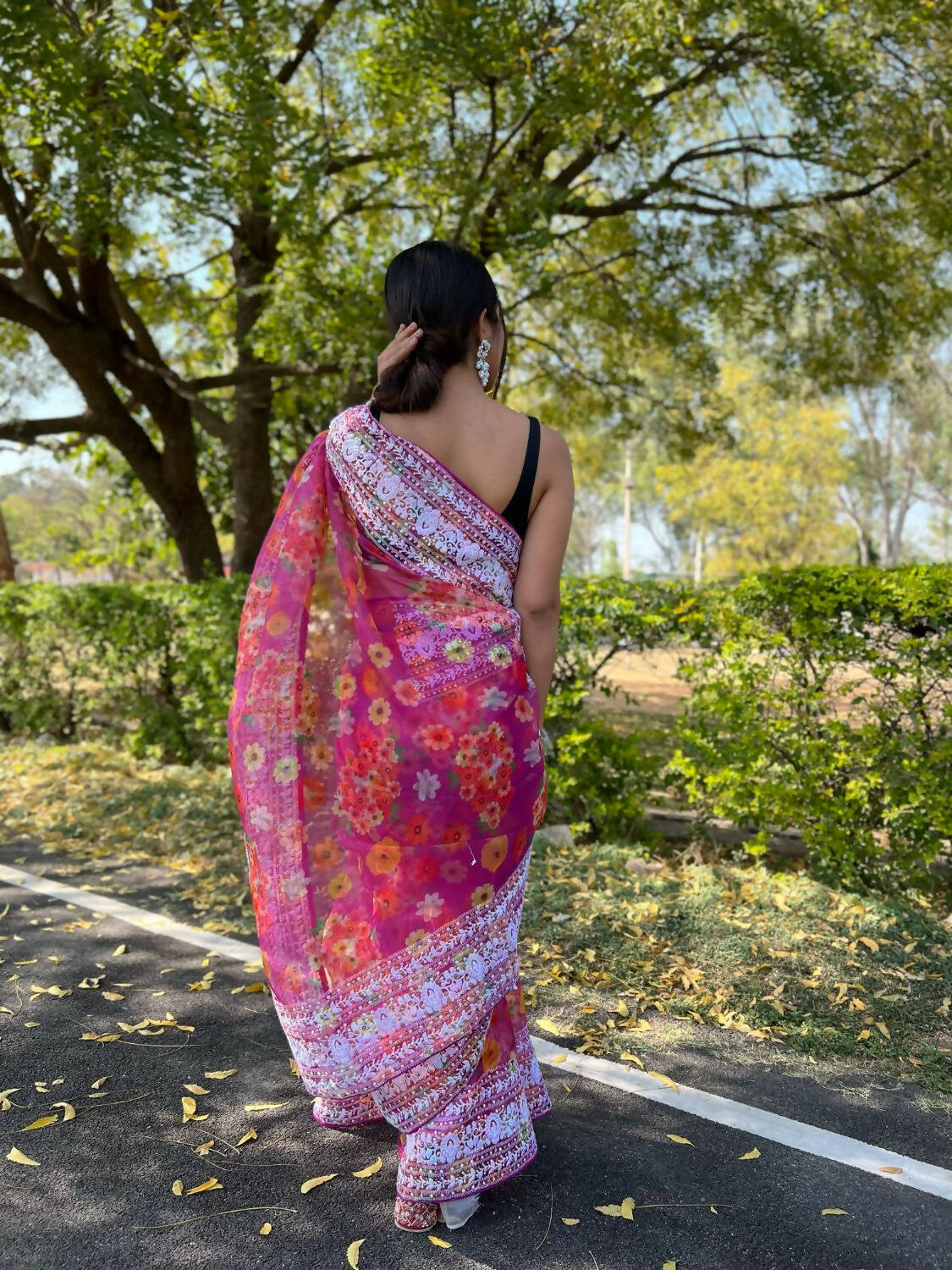 Vamsee Pink Organza Saree | Grocsy