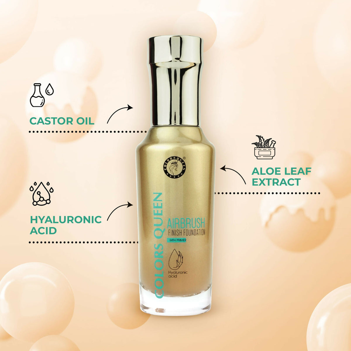 Colors Queen Airbrush Foundation With Primer - Medium Beige | Grocsy