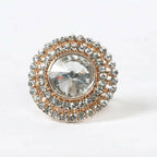 Mominos Fashion Joharkamal Gold-Polished Stone Studded Adjustable Finger Ring - Design 06 | Grocsy