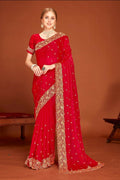 PR Fashion Rani Fendi Two Tone Silk Heavy Zari Embroidery Work With Heavy Siroski Work Saree | Grocsy