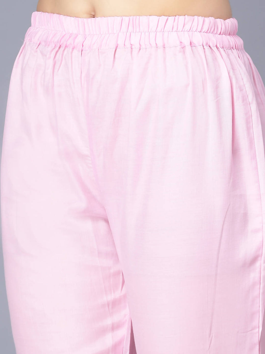 Myshka Women Pink Striped Empire Kurti with Trousers With Dupatta | Grocsy