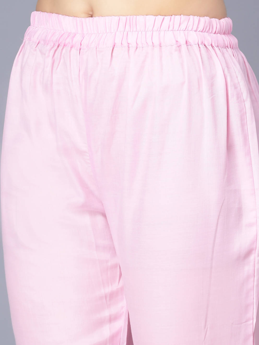 Myshka Women Pink Striped Empire Kurti with Trousers With Dupatta | Grocsy