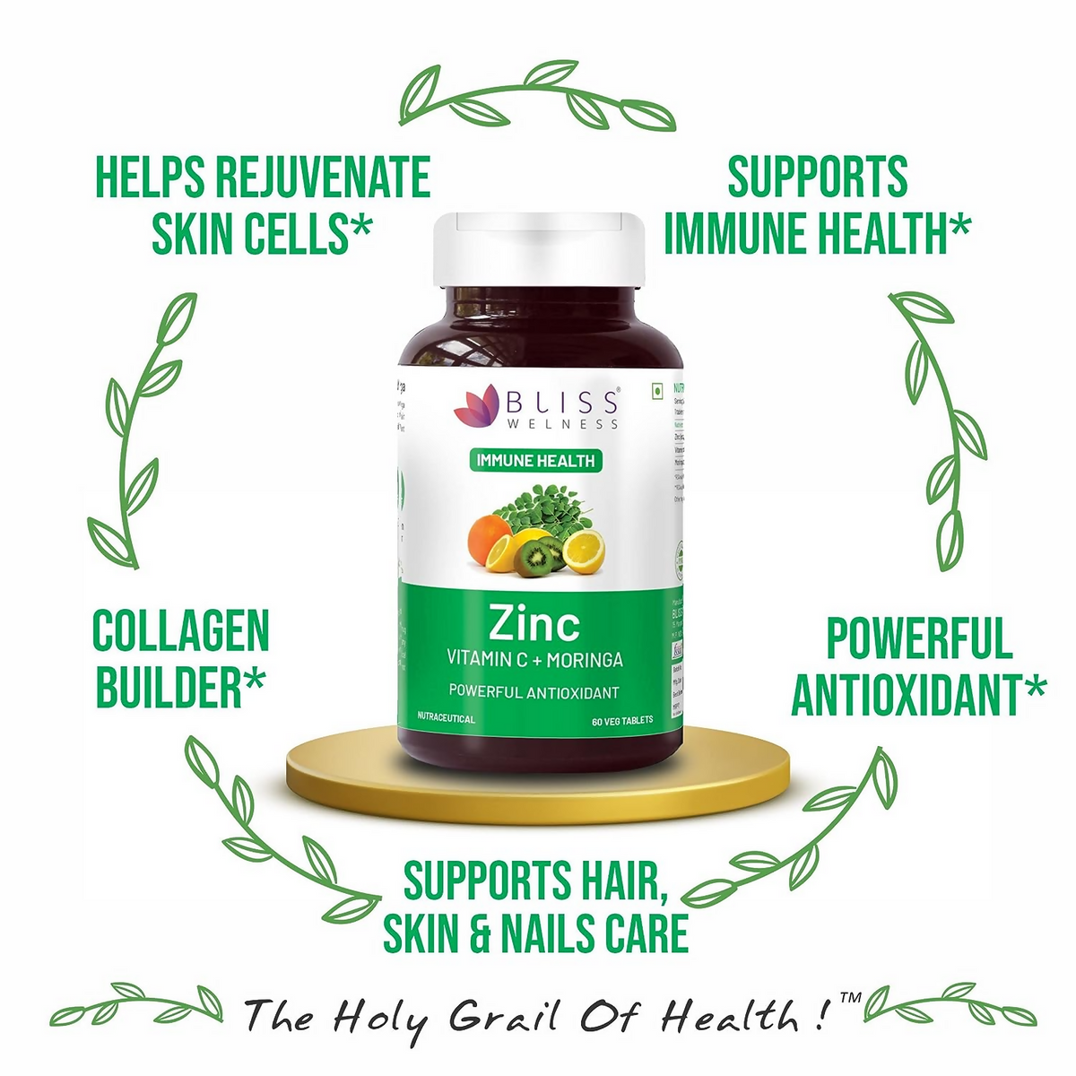 Bliss Welness Zinc Vitamin C+ Moringa Tablets | Grocsy