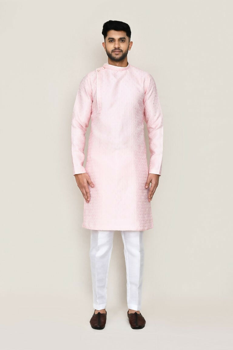 Joban Fashion Red Colored Weaving Silk Fabric Kurta With Straight Fit Pant | Grocsy