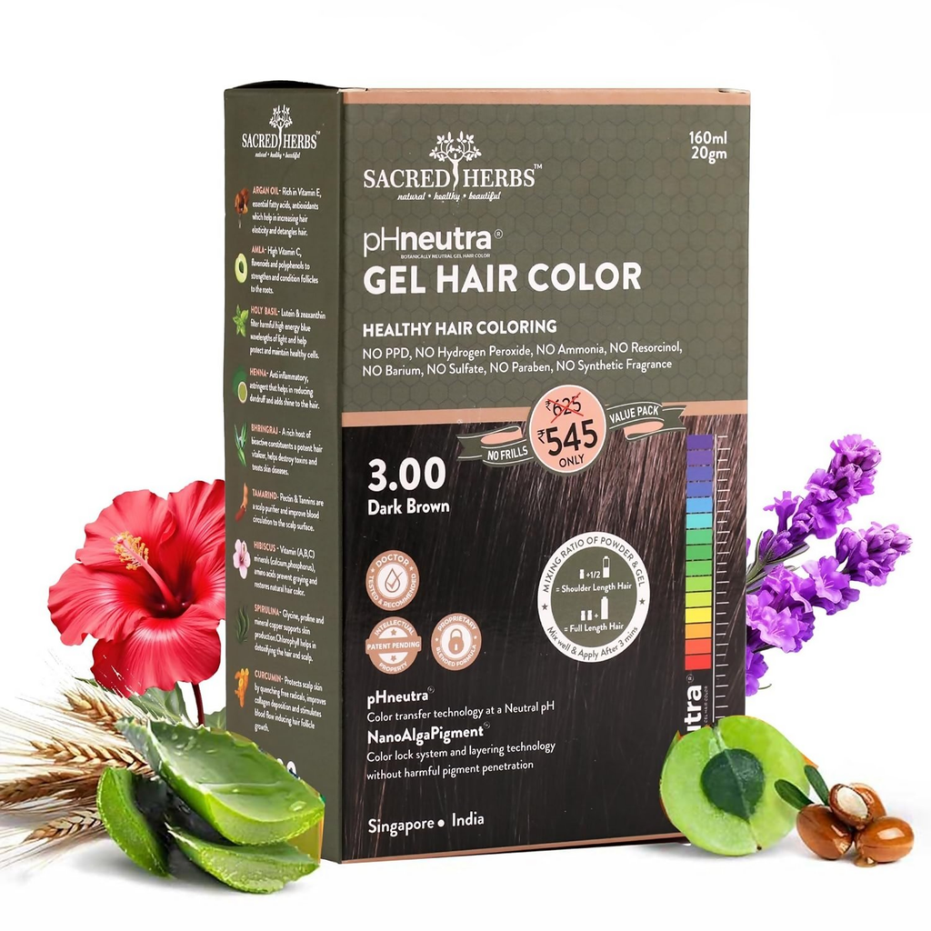 Sacred Herbs Ammonia & PPd Free Natural Organic Gel Dark Brown Hair Color For Men & Women | Grocsy