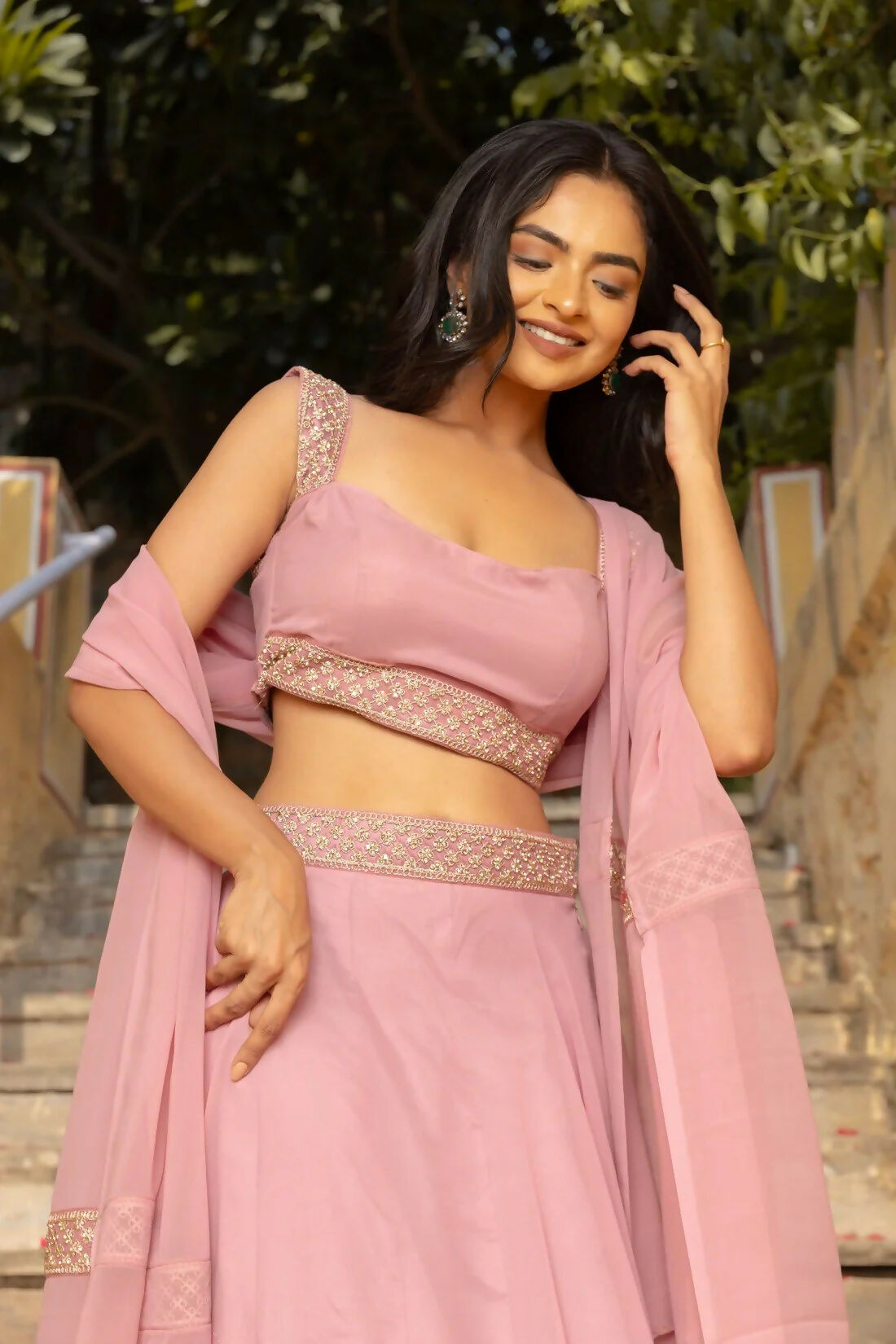Lehenga Mart Pink Faux Georgette Designer Bollywood Style Wedding Wear Lehenga Choli | Grocsy