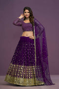 Purple Georgette Embroidery Sequence Work Lehenga Choli Set - Jihu Culture | Grocsy