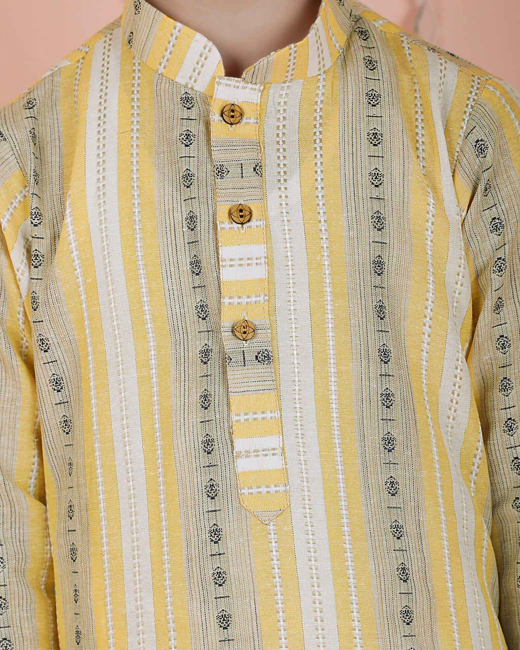 Joban Fashion Kids Island Cotton Full Sleeves Striped Kurta and Pyjama- Yellow | Grocsy