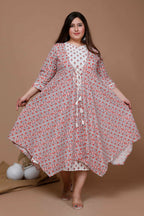 Miravan Women's Plus Size Printed Anarkali Kurta With Jacket | Grocsy