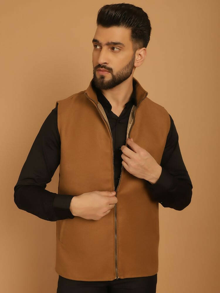 Even Apparels Pure Wool Nehru Jacket - Beige | Grocsy