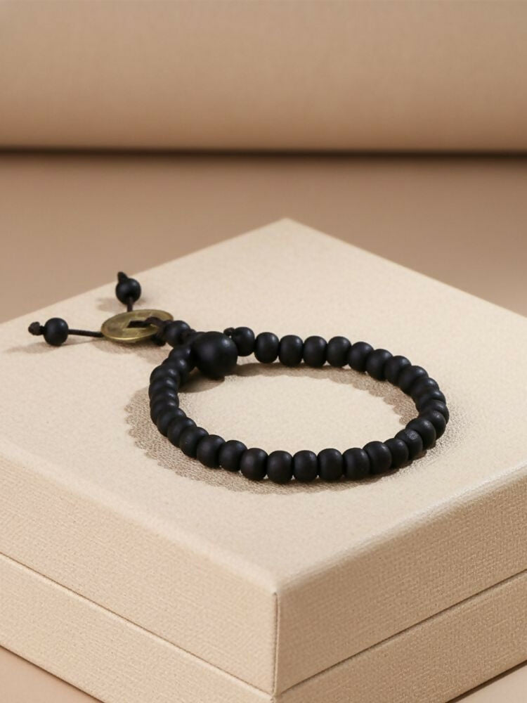 NVR Men Black Beaded Bracelet | Grocsy
