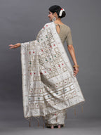 Shree Shyam Fashion Linen Cotton Beige Saree | Grocsy