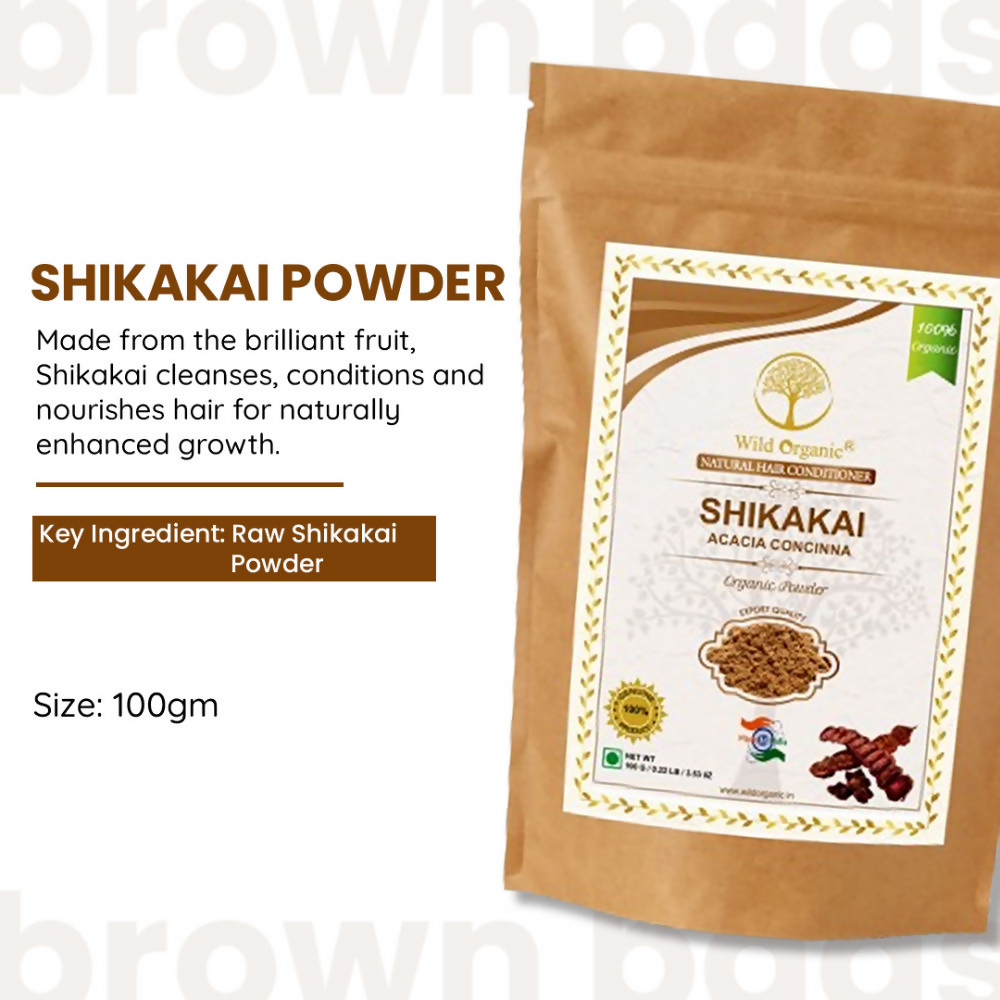 Wild Organic Shikakai Powder Natural Hair Conditioner For Smooth & Silky Hair | Grocsy