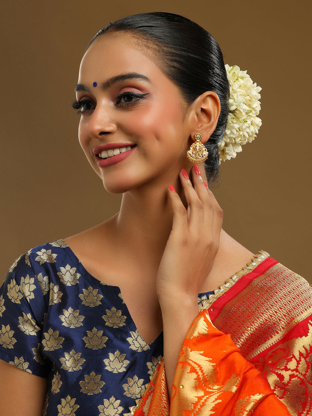 Ruby Raang Traditional Gold Earrings | Grocsy