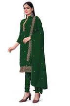 Green Silk Embroidered with Sequins work Unstitched Dress Material - Tanvi | Grocsy