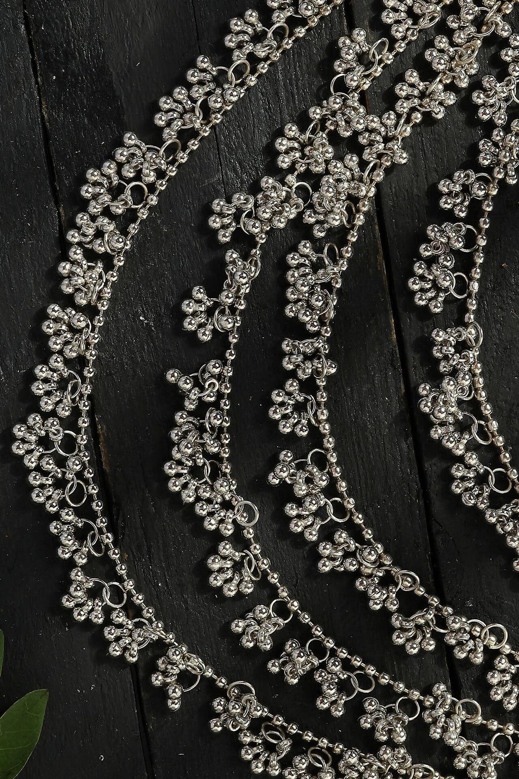Mominos Fashion Johar Kamal Oxidised Silver-Plated Brass Finish Ghungroo Necklace with Earrings For Women