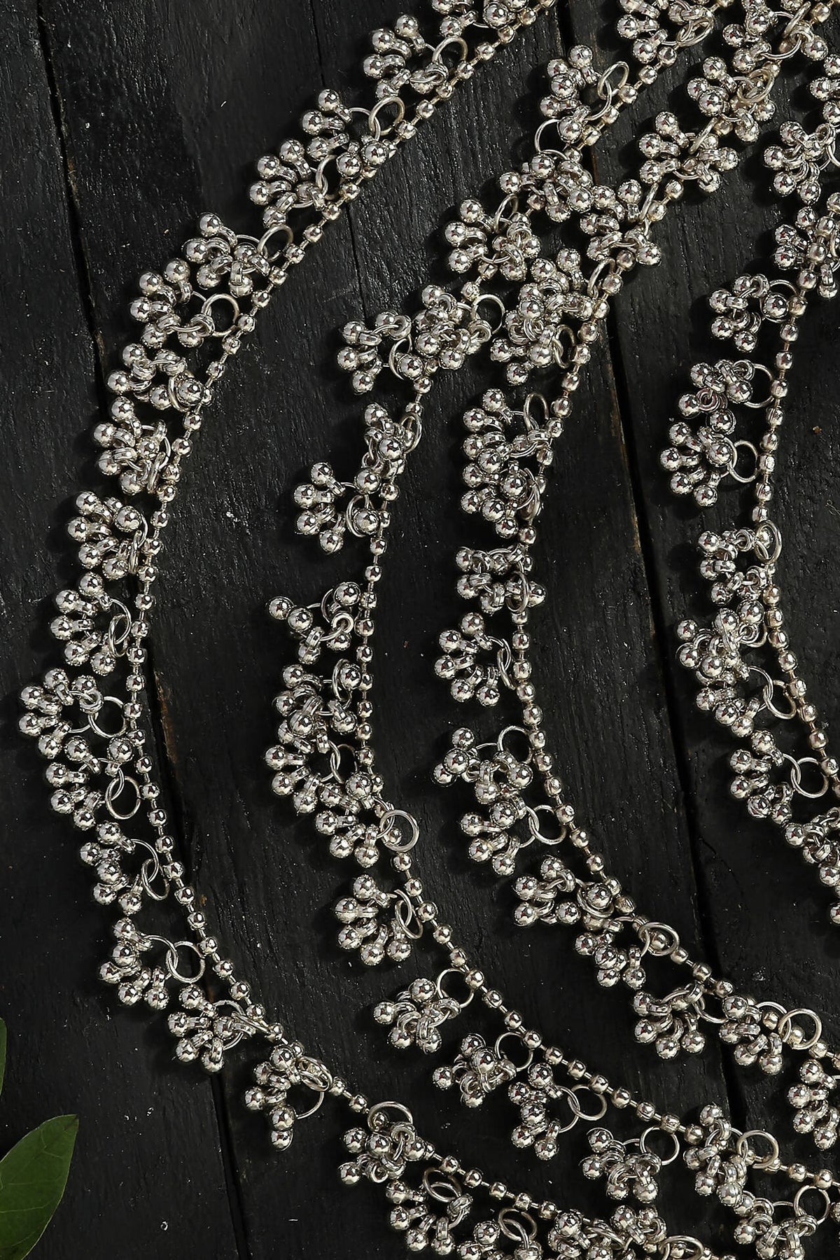 Mominos Fashion Johar Kamal Oxidised Silver-Plated Brass Finish Ghungroo Necklace with Earrings For Women