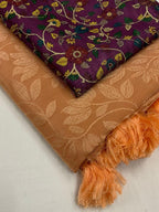 Orange Jute Silk Woven Design Saree with Unstitched Blouse - A2M | Grocsy