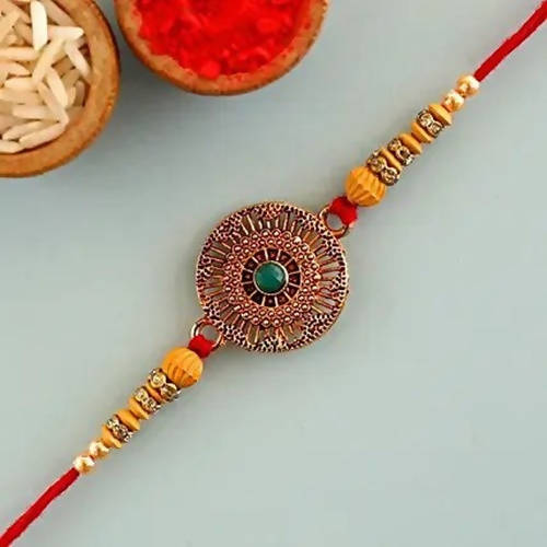 Kundan Ethnic Rakhi and Cadbury Celebrations Box | Grocsy