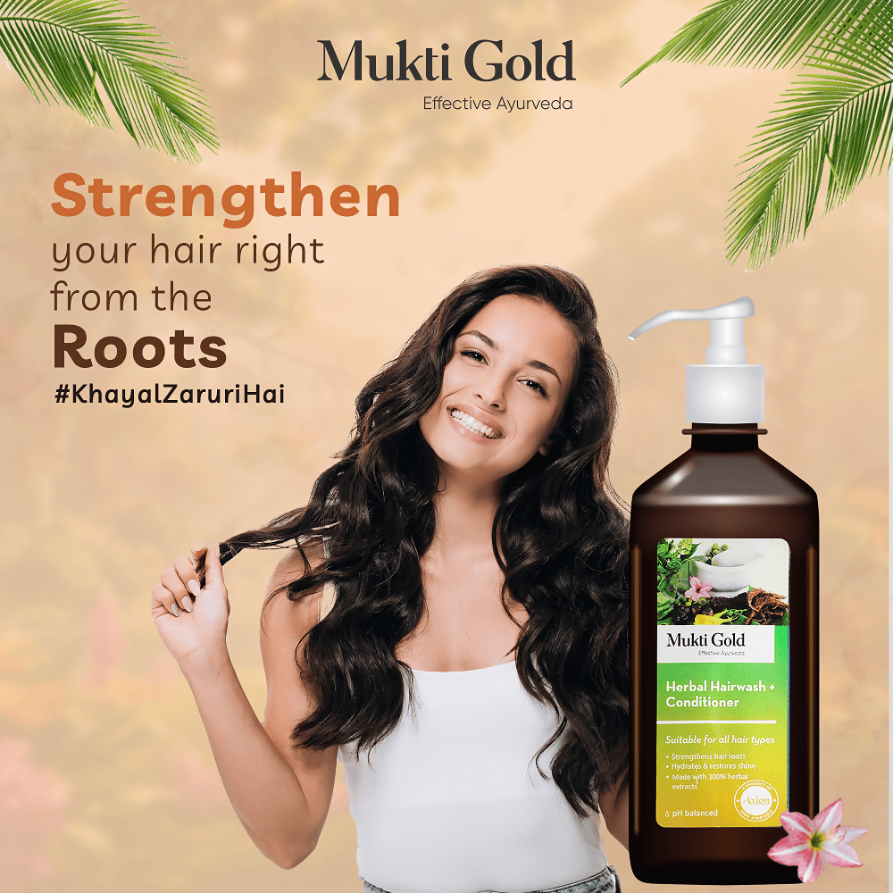 Axiom Mukti Gold Herbal Hair Wash + Conditioner | Grocsy