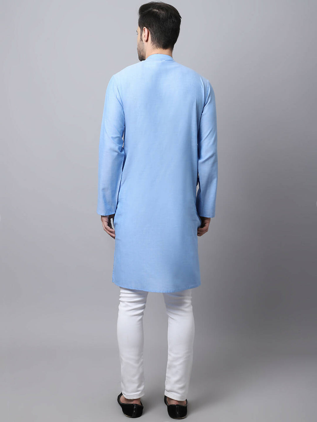 Even Apparels Blue Pure Cotton Men's Kurta With Side Placket (MMS503) | Grocsy