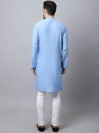 Even Apparels Blue Pure Cotton Men's Kurta With Side Placket (MMS503) | Grocsy