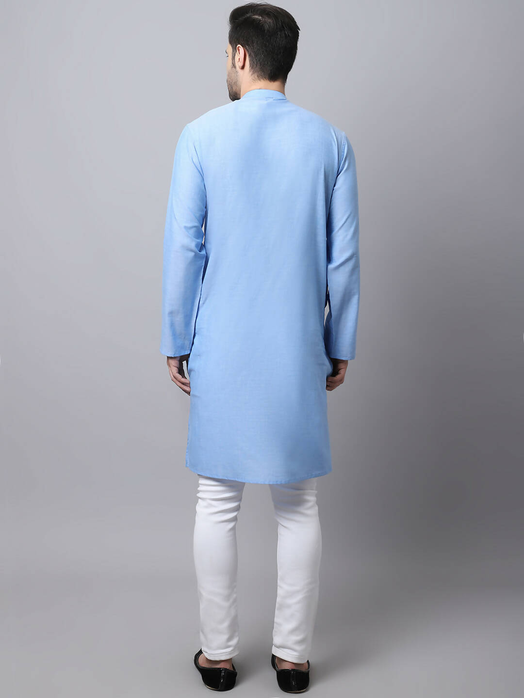 Even Apparels Blue Pure Cotton Men's Kurta With Side Placket (MMS503) | Grocsy