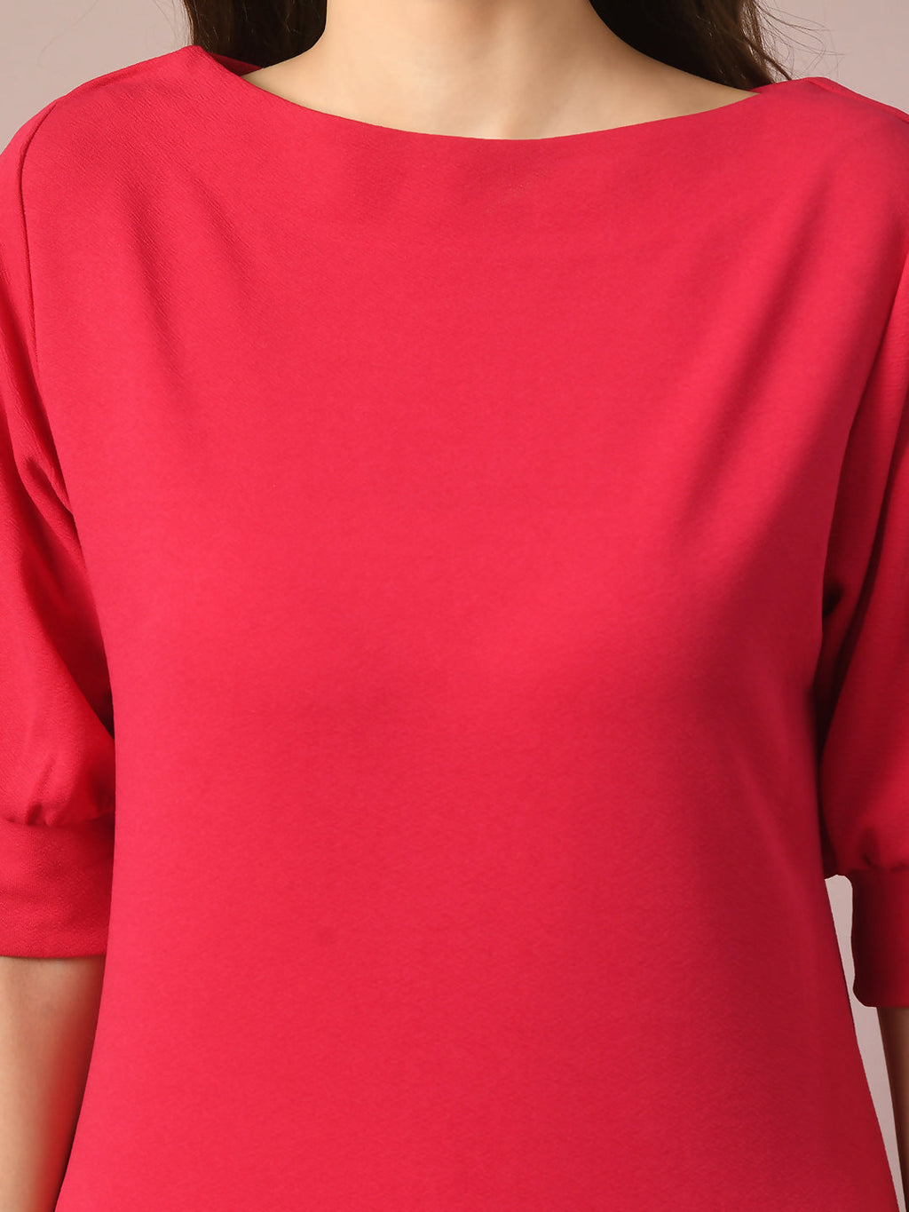 Myshka Women's Pink Solid Boat Neck Party Top | Grocsy