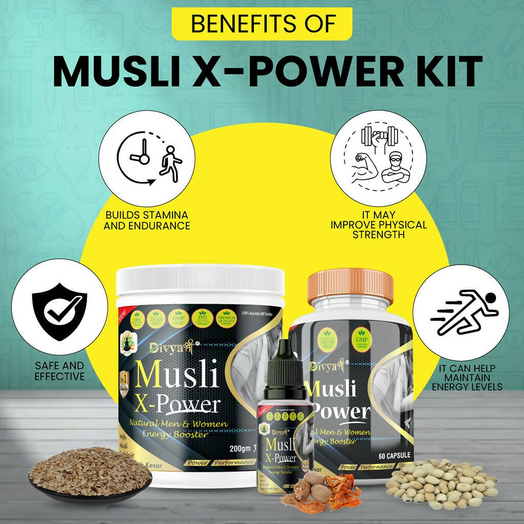 Divya Shree Musli X-Power Cap, Oil and Prash Combo | Grocsy