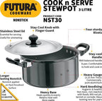Hawkins Futura Non-stick Cook n Serve Stewpot 20 cm Diameter 3 L with Lid (NST30) | Grocsy