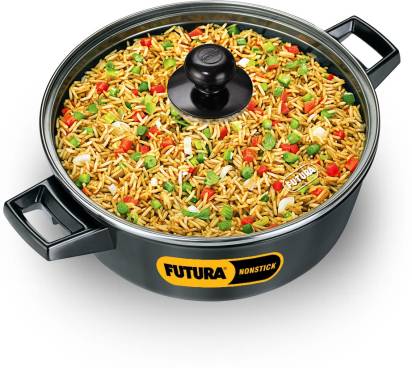 Hawkins Futura Non-stick Cook-n-Serve Bowl with Glass Lid 23 cm Diameter 3 L (NCB30G) | Grocsy