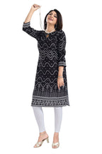 Snehal Creations Wonderful Black Designer Digital Print Cotton Slub Fabric Long Kurti Tunic | Grocsy
