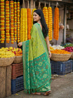 Shree Shyam Fashion Light Green Pochampally Silk Saree | Grocsy