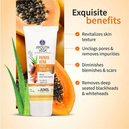 Ayouthveda Papaya Vera Face Scrub | Grocsy