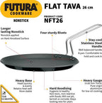 Hawkins Non-stick Flat Tava 26 cm Diameter (NFT26) | Grocsy