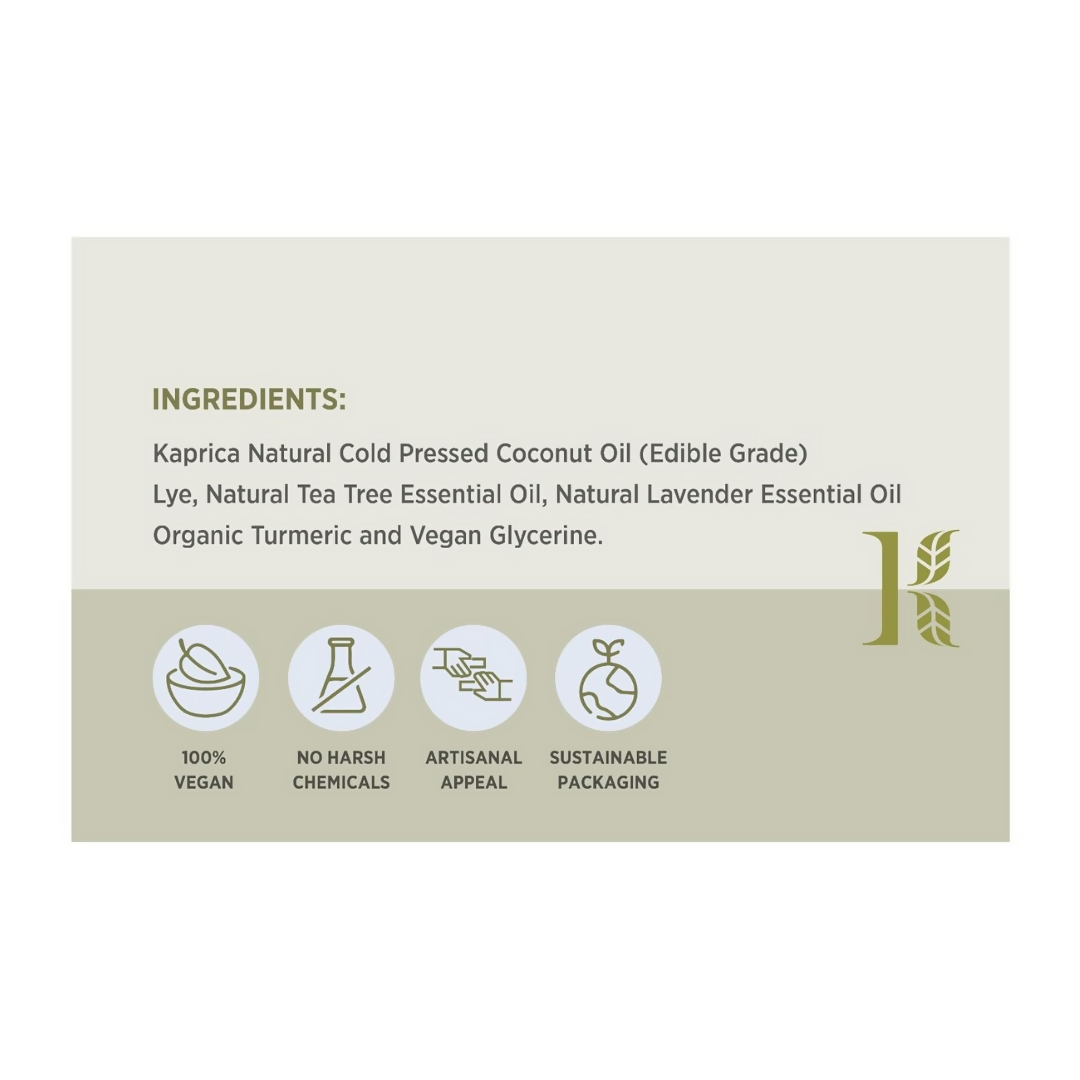 Kaprica Natural Handcrafted Cold Pressed Coconut Oil Soap With Lavender And Tea Tree | Grocsy