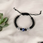 NVR Men & Women Black Evil Eye Adjustable Bracelet | Grocsy