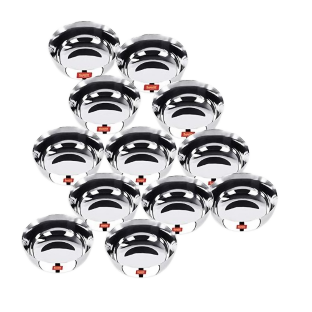 Sumeet Stainless Steel Heavy Gauge Solid Bowl Wati Set with Mirror Finish | Grocsy