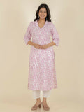 Aramya Straight Soft Cotton Floral Print Women's Kurta - White | Grocsy