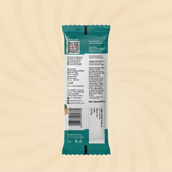 Sweet Karam Coffee Peanut Chikki Bar (Zero White Sugar) | Grocsy