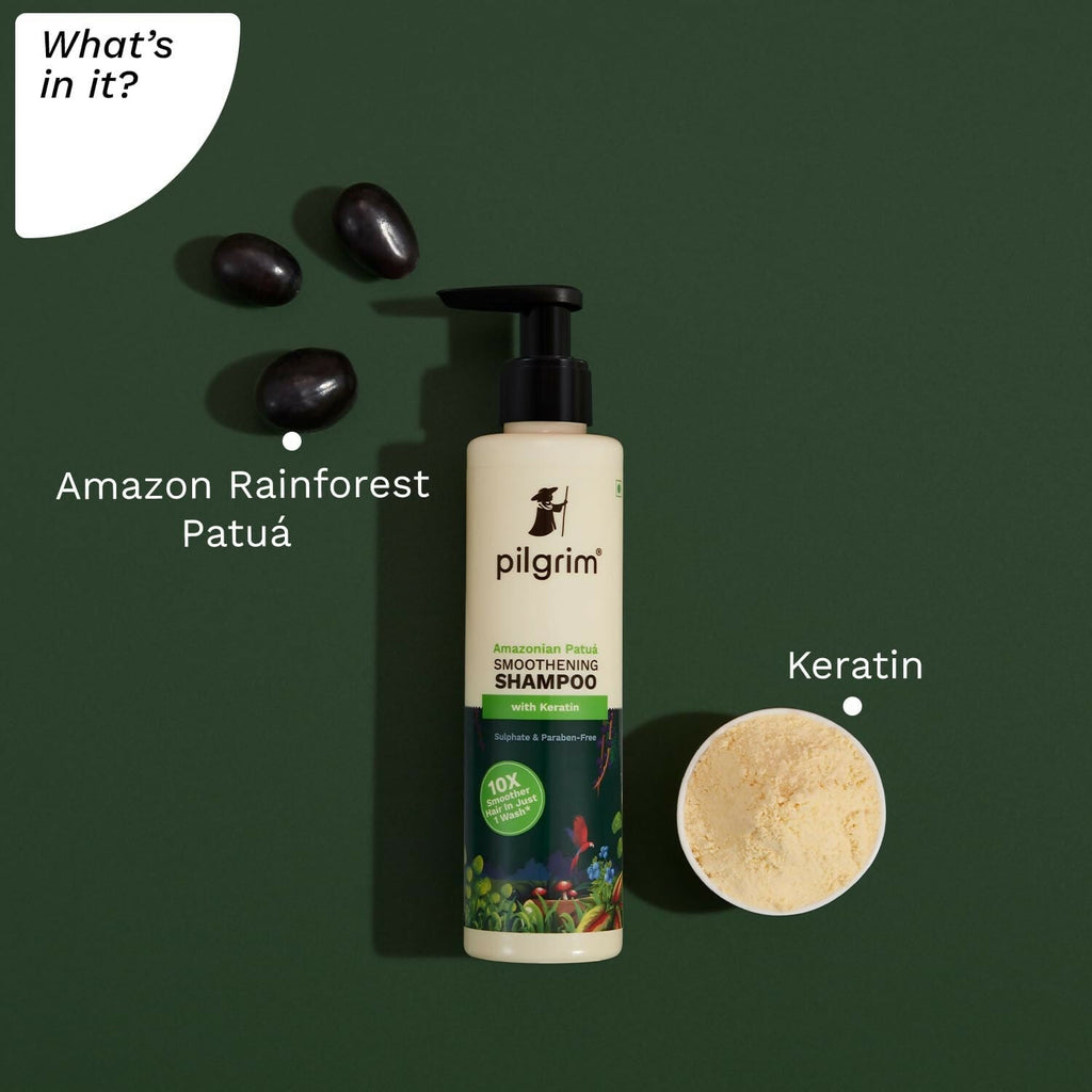 Pilgrim Patua & Keratin Hair Smoothening Shampoo For Dry & Frizzy Hair | Grocsy