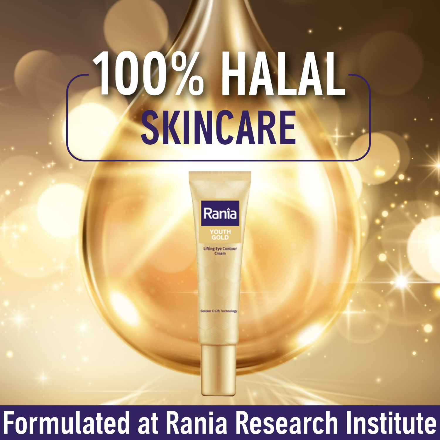 Rania 24K Gold Eye Cream Reduces Dark Circles Puffiness & Fine Lines | Grocsy