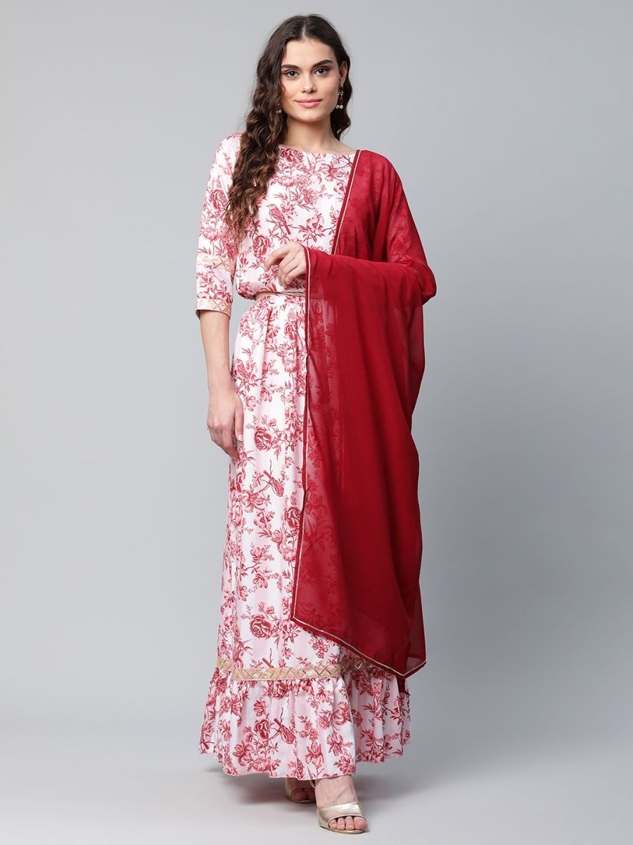 Ahalyaa Women Rayon Pretty Pink Printed Ready to Wear Lehenga Choli with Dupatta | Grocsy