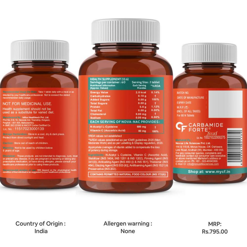 Carbamide Forte N-Acetyl L-Cysteine 600mg Tablets With Vitamin C | Grocsy