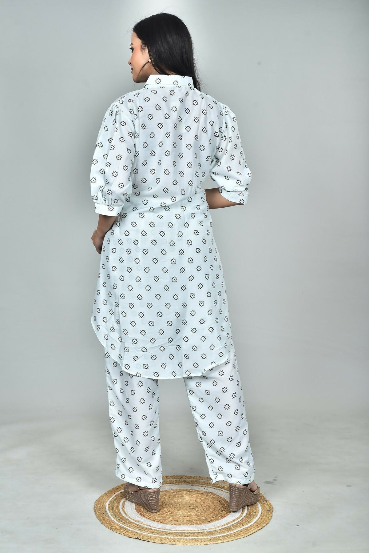 Morchari Digital Print Semi Muslin Co-Ord Set Top & Trouser-Multicolor | Grocsy