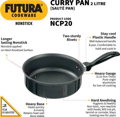 Hawkins Futura Non-stick Curry Pan Saute Pan 20 cm Diameter 2 L (NCP20) | Grocsy