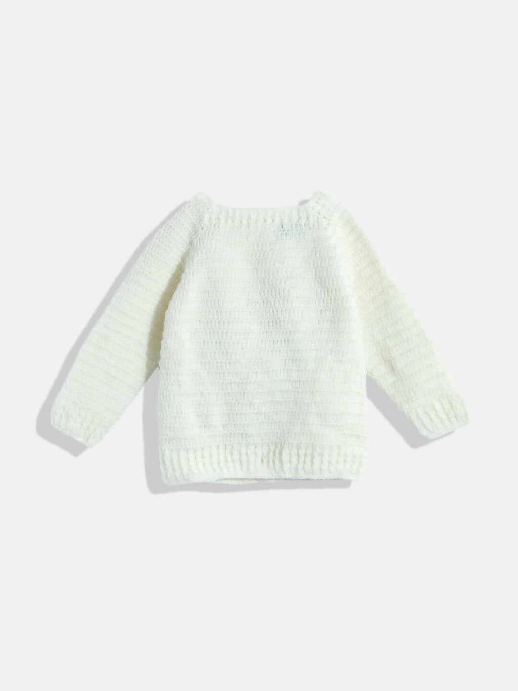 Chutput Kids Woollen Hand Knitted Full Sleeves Bunny Detail Cardigan For Baby Boys - Cream | Grocsy