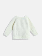 Chutput Kids Woollen Hand Knitted Full Sleeves Bunny Detail Cardigan For Baby Boys - Cream | Grocsy