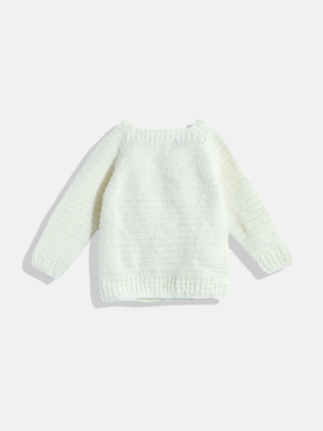 Chutput Kids Woollen Hand Knitted Full Sleeves Bunny Detail Cardigan For Baby Boys - Cream | Grocsy